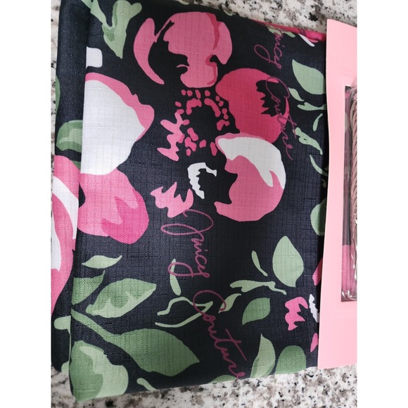 NWT JUICY COUTURE SHOWER CURTAIN WIT HOOKS PEONIES / HIBISCUS FLORAL PRINT - Picture 4 of 4